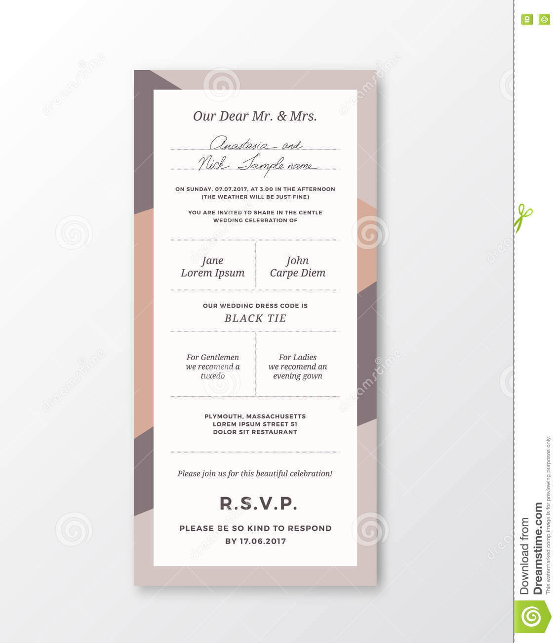 Vector Wedding Invitation Template. Modern Typography And Intended For Marriage Advice Cards Templates