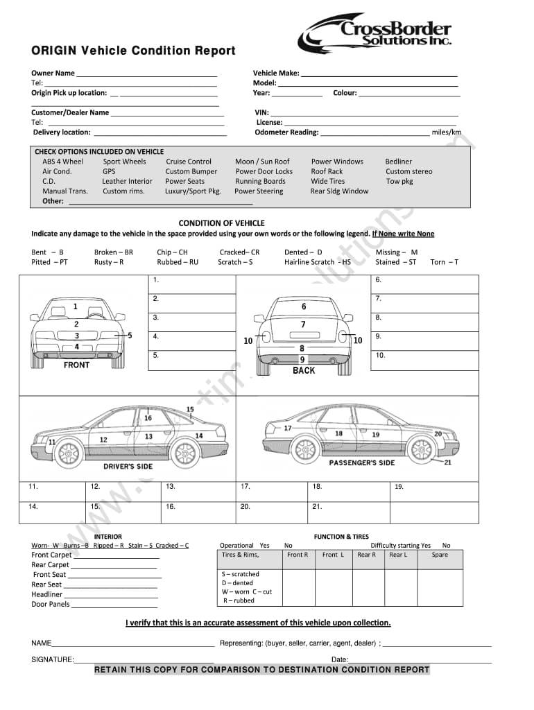 Vehicle Condition Report – Fill Online, Printable, Fillable With Truck Condition Report Template