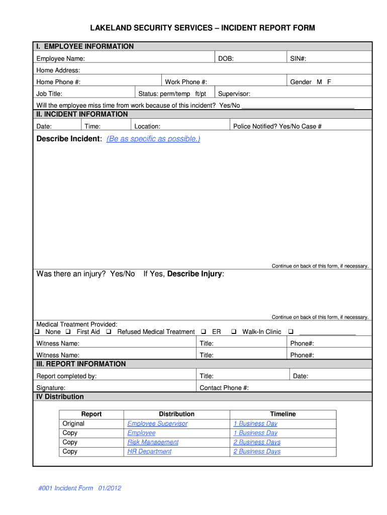 Vehicle Incident Report Templates – Fill Online, Printable With First Aid Incident Report Form Template
