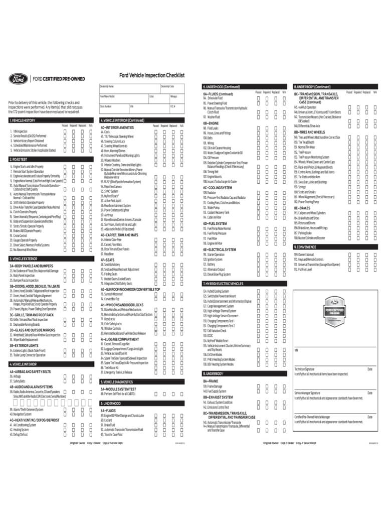 Vehicle Inspection Checklist Template – 2 Free Templates In Intended For Vehicle Checklist Template Word