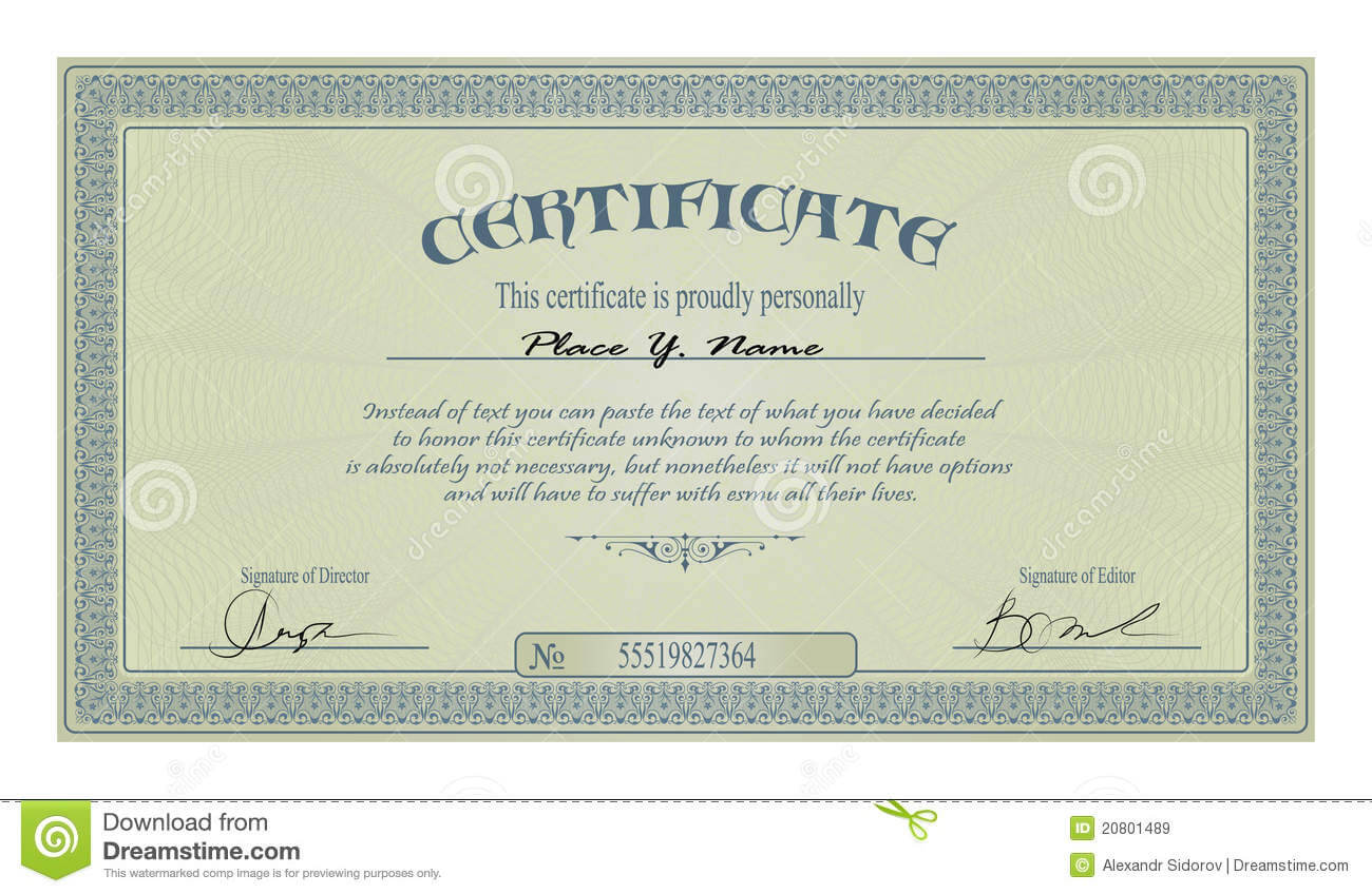 Vintage Frame Or Certificate Template Stock Vector inside Free Stock