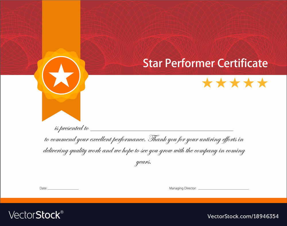 Vintage Red And Gold Star Performer Certificate With Regard To Star Performer Certificate Templates