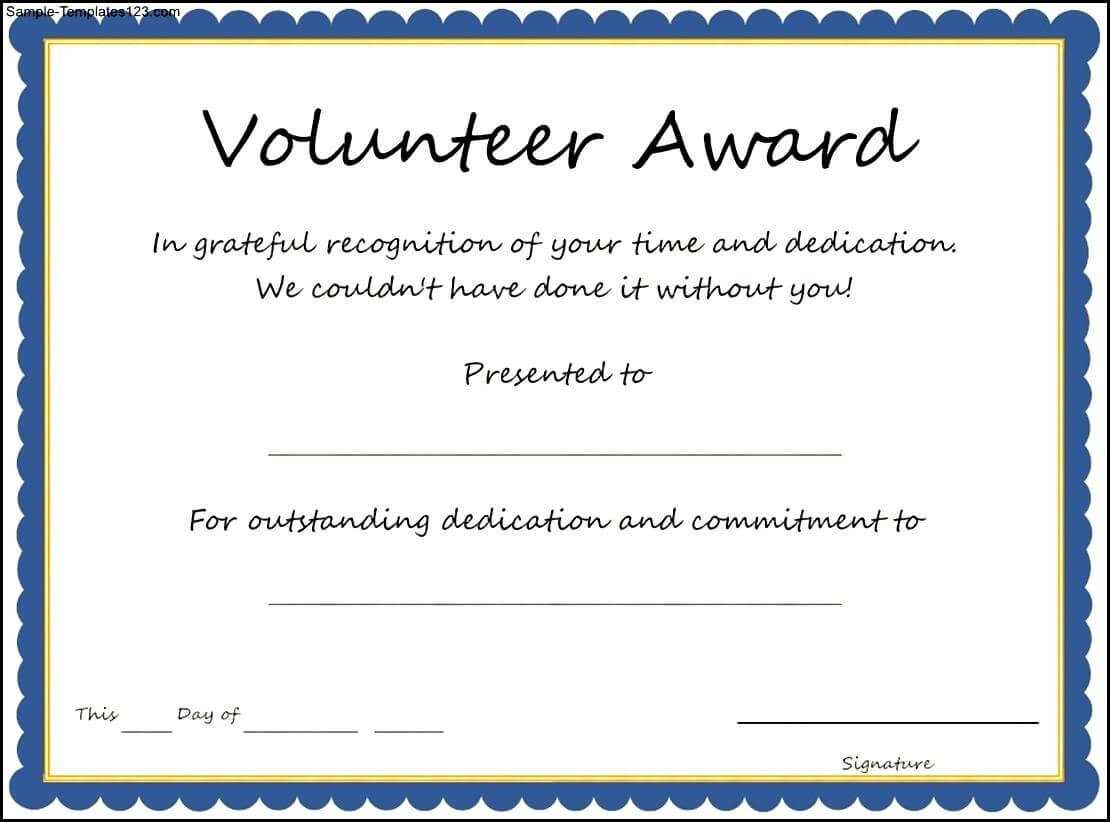 Volunteer Award Certificate Template – Sample Templates Inside Safety Recognition Certificate Template