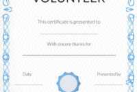 Volunteer Certificate Of Appreciation - Bolan in Volunteer Award Certificate Template