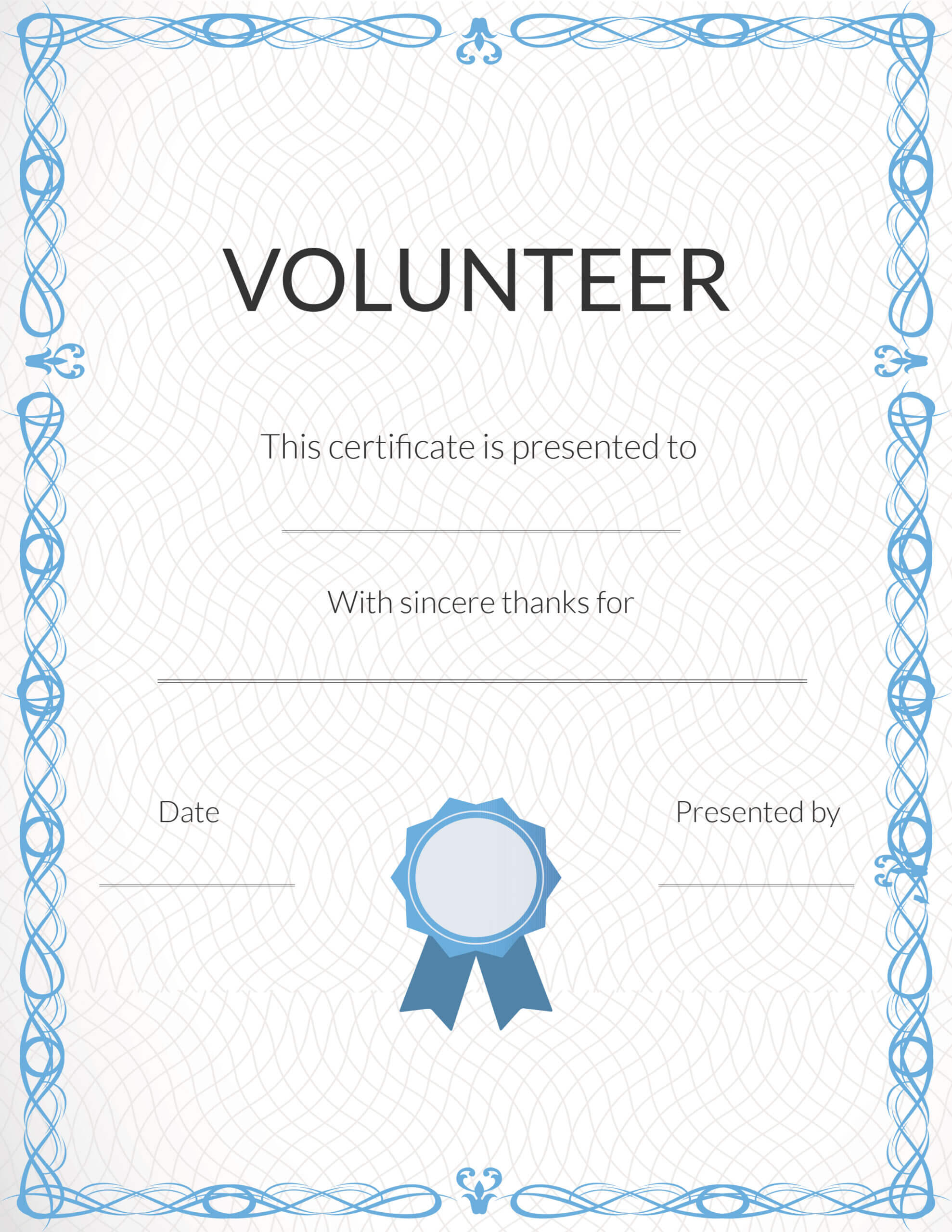 Volunteer Certificate Of Appreciation - Bolan In Volunteer Award Certificate Template