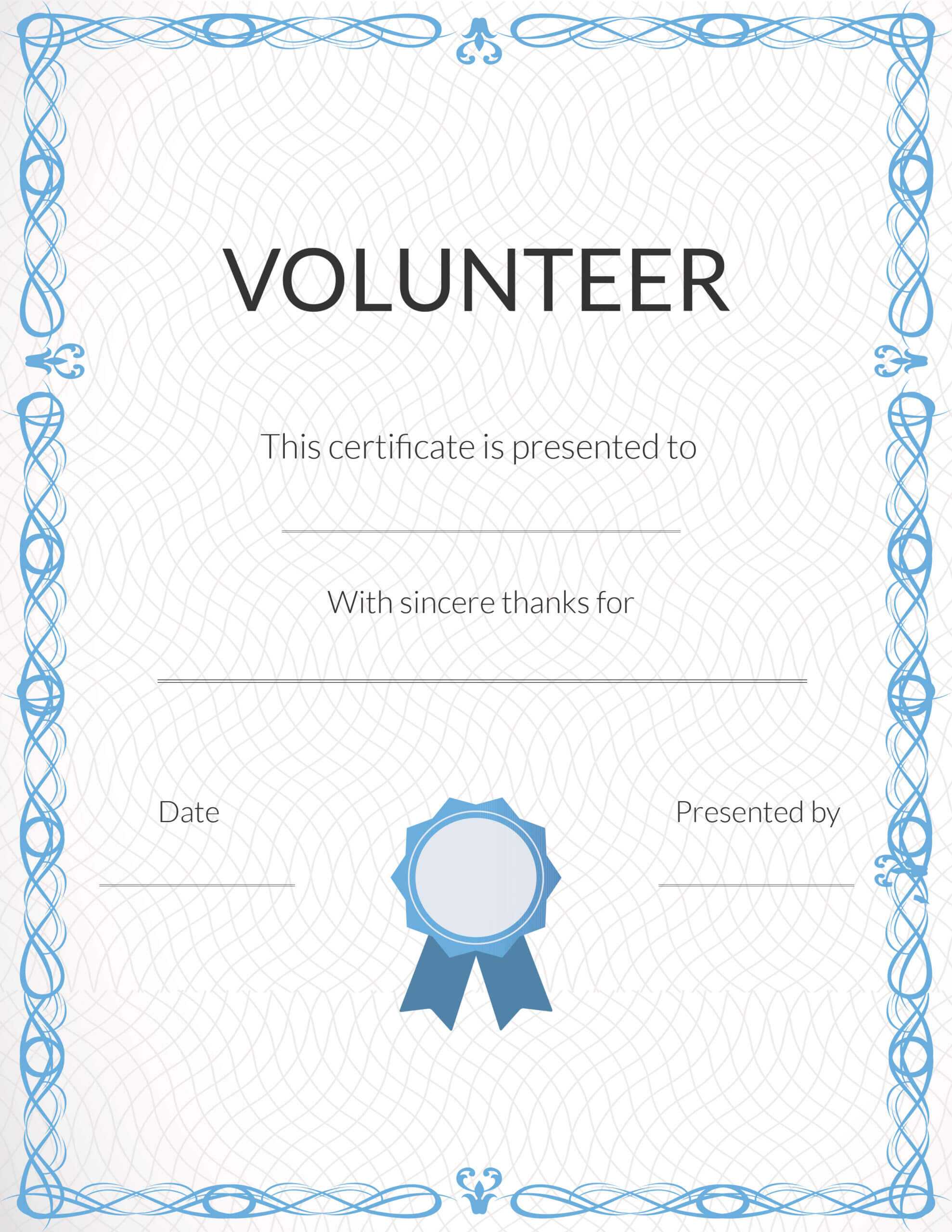 Volunteer Certificate Of Appreciation - Bolan In Volunteer Award Certificate Template