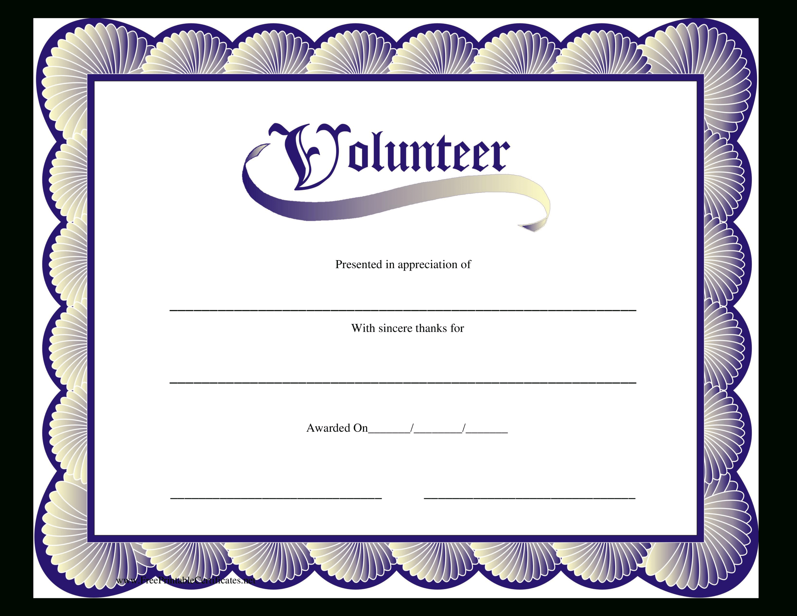 Volunteer Certificate | Templates At Allbusinesstemplates Pertaining To Volunteer Of The Year Certificate Template