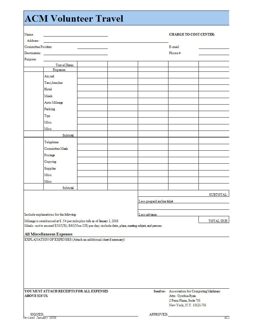 Volunteer Travel And Expense Report Template | Templates At Within Volunteer Report Template