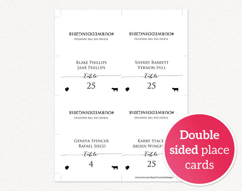 Wanted Place Card Template Double Sided Cards With Meal Regarding Ms Word Place Card Template