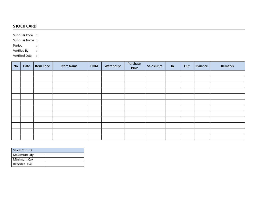 Warehouse Stock Card | Templates At Allbusinesstemplates Intended For Boyfriend Report Card Template