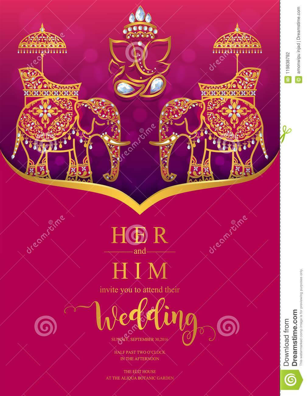 Wedding Invitation Card Templates . Stock Vector Within Indian Wedding Cards Design Templates