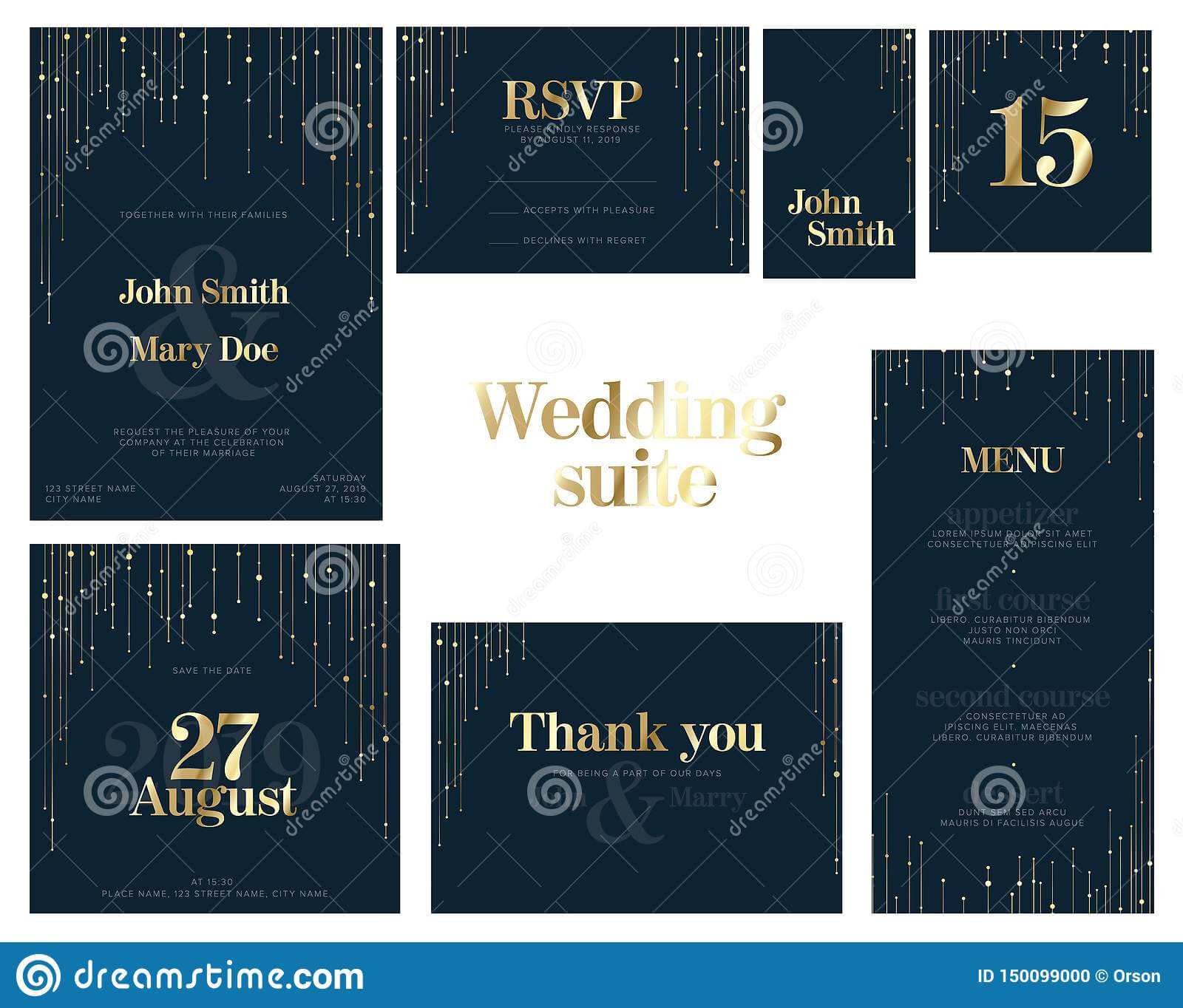 Wedding Suite Collection Card Templates Stock Vector Intended For Celebrate It Templates Place Cards