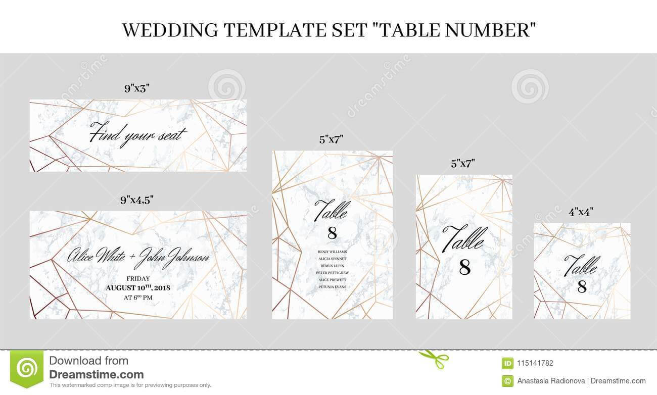 Wedding Template Set Table Number Cards Stock Vector Intended For Table Number Cards Template