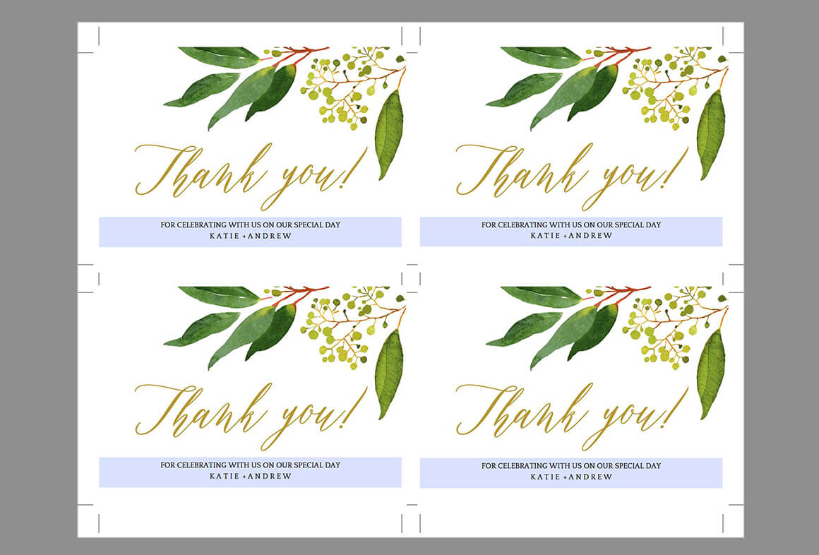 Wedding Thank You Card Editable Template – Free Print With Regard To Template For Wedding Thank You Cards