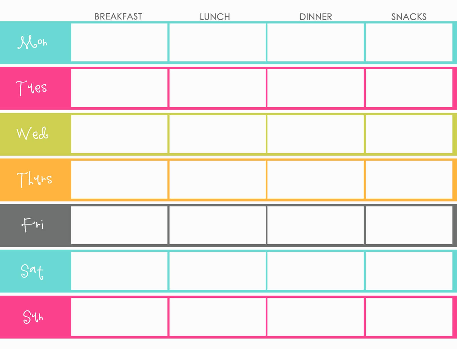 Weekly Meal Planner For Family Templates | Printable Weekly Regarding Menu Planning Template Word