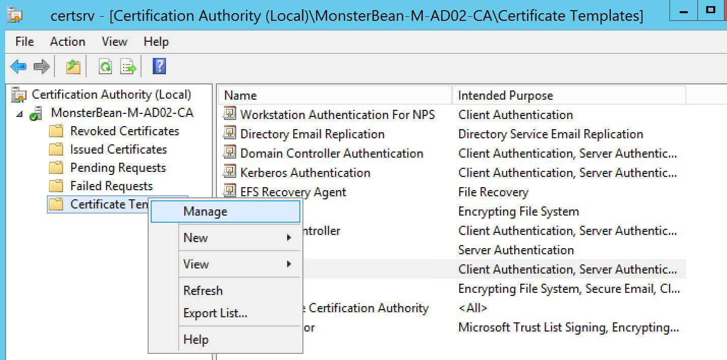 Windows 2012 R2 Nps With Eap Tls Authentication For Os X In Workstation Authentication Certificate Template