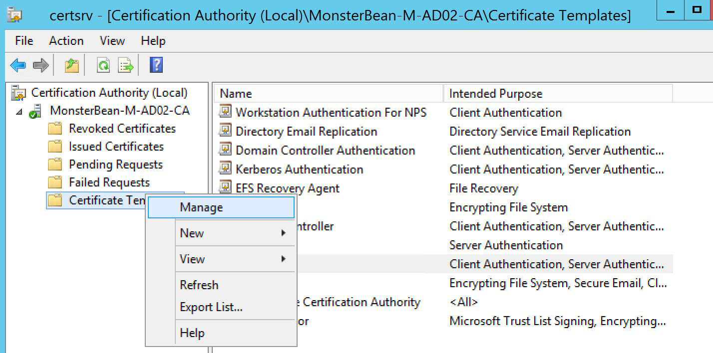 Windows 2012 R2 Nps With Eap Tls Authentication For Os X Pertaining To Domain Controller Certificate Template