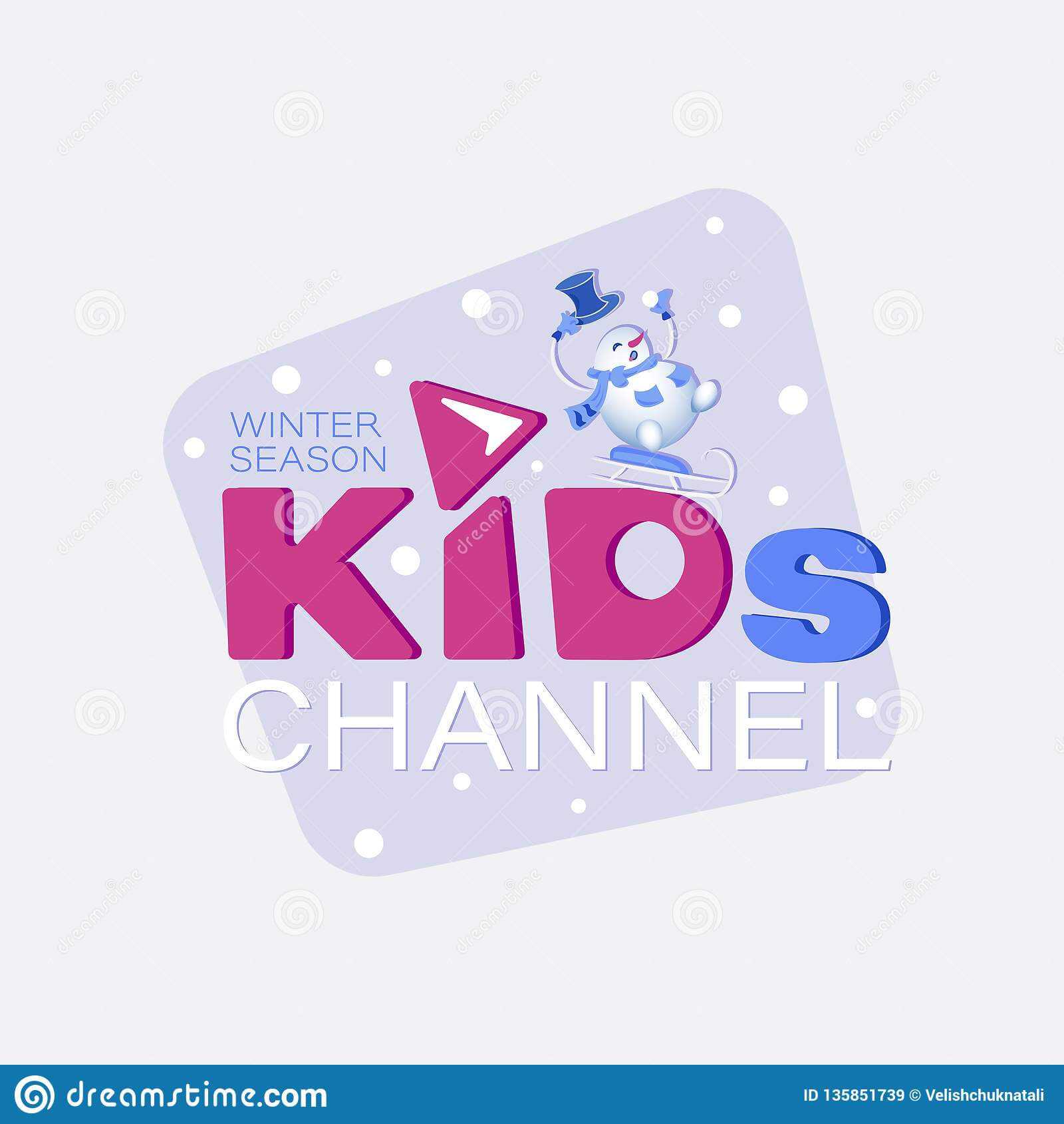 Winter Season. Channel Logo Design Template For Kids. Stock With Credit Card Template For Kids
