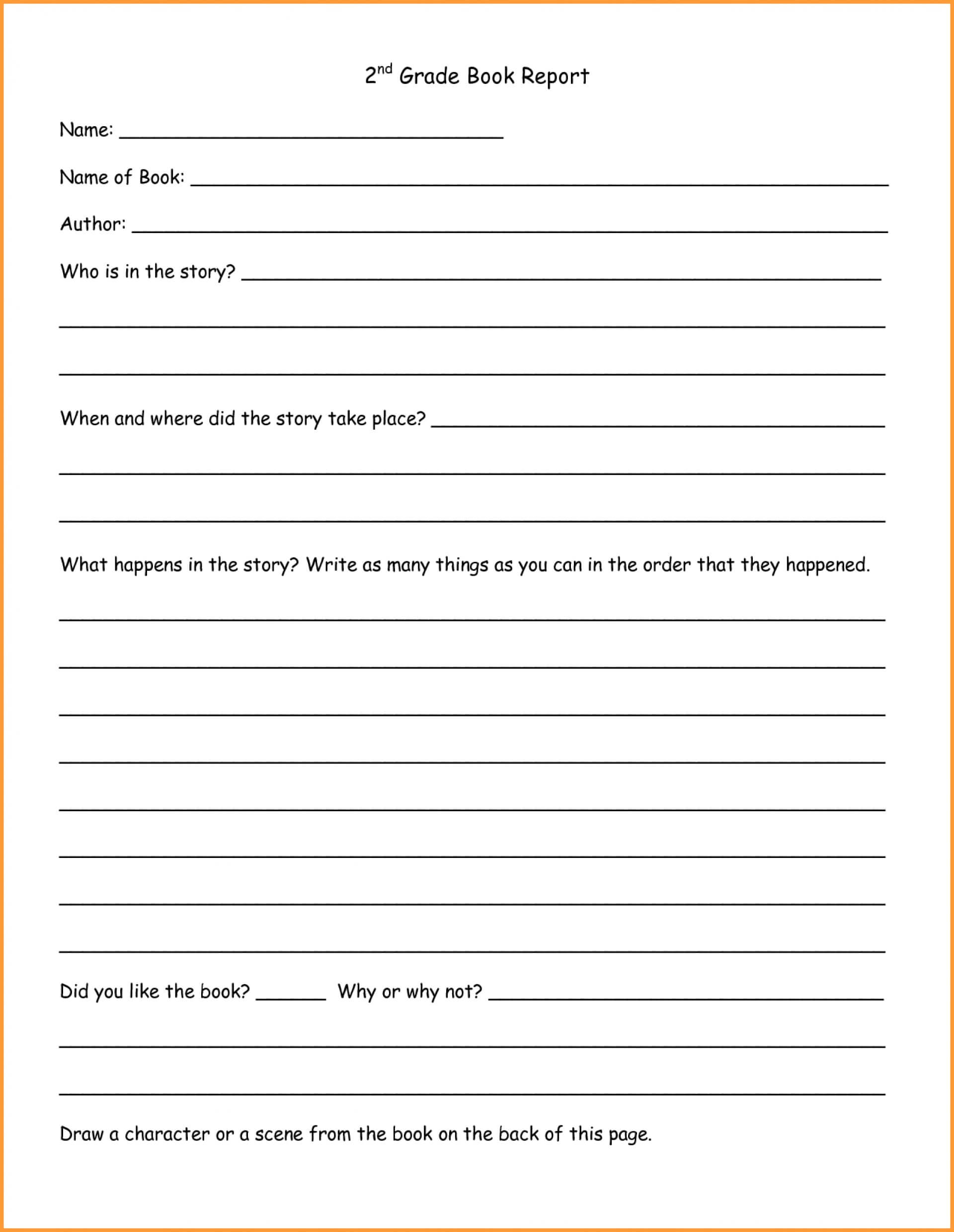 Wondrous Free Book Report Templates Template Ideas 2Nd Grade Throughout High School Book Report Template
