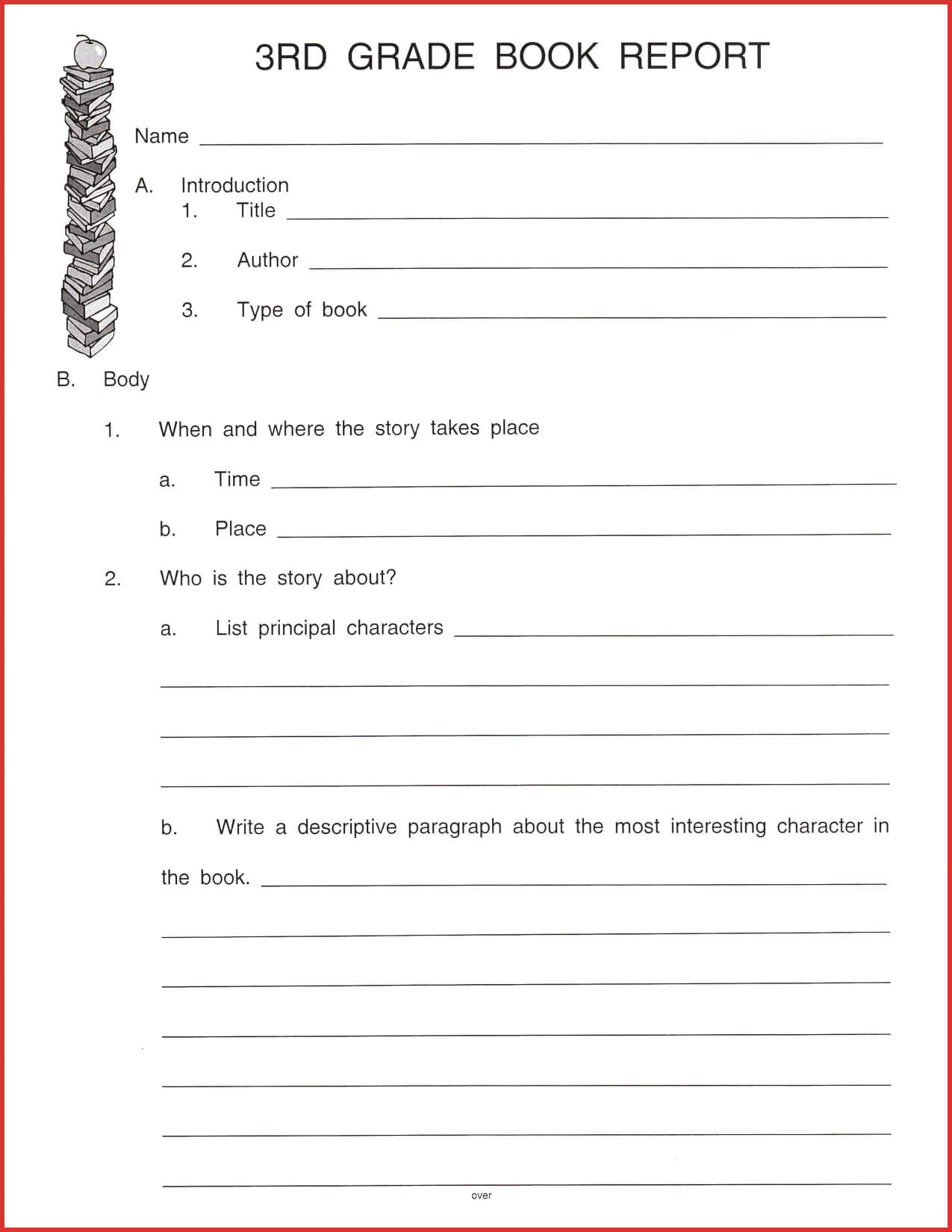Wondrous Free Book Report Templates Template Ideas 2Nd Grade Throughout Second Grade Book Report Template