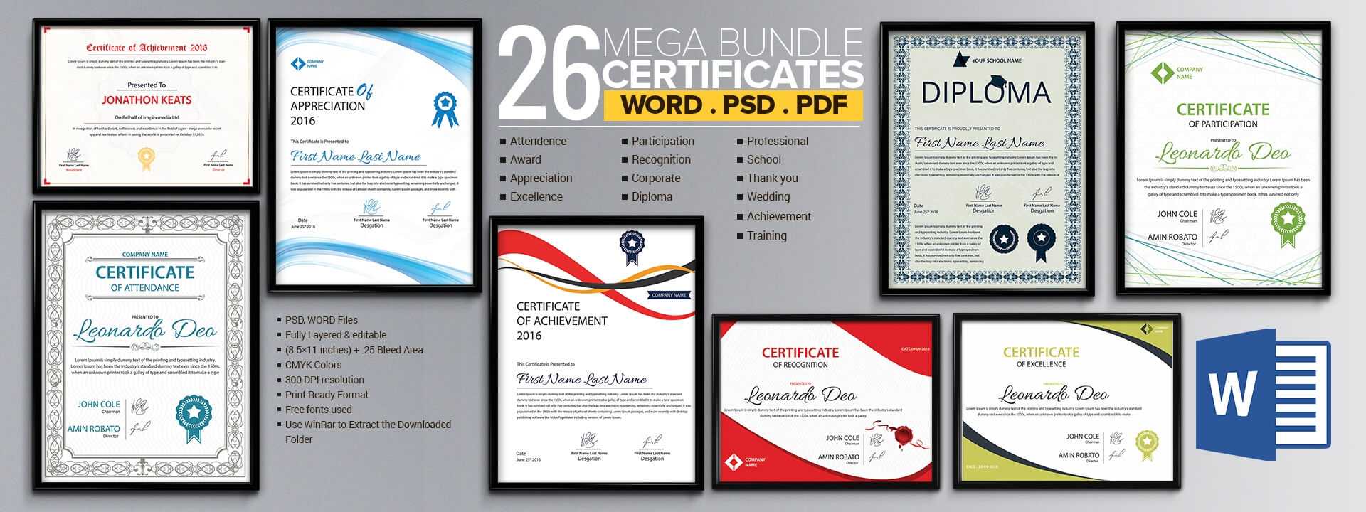 Word Certificate Template – 53+ Free Download Samples In Microsoft Office Certificate Templates Free