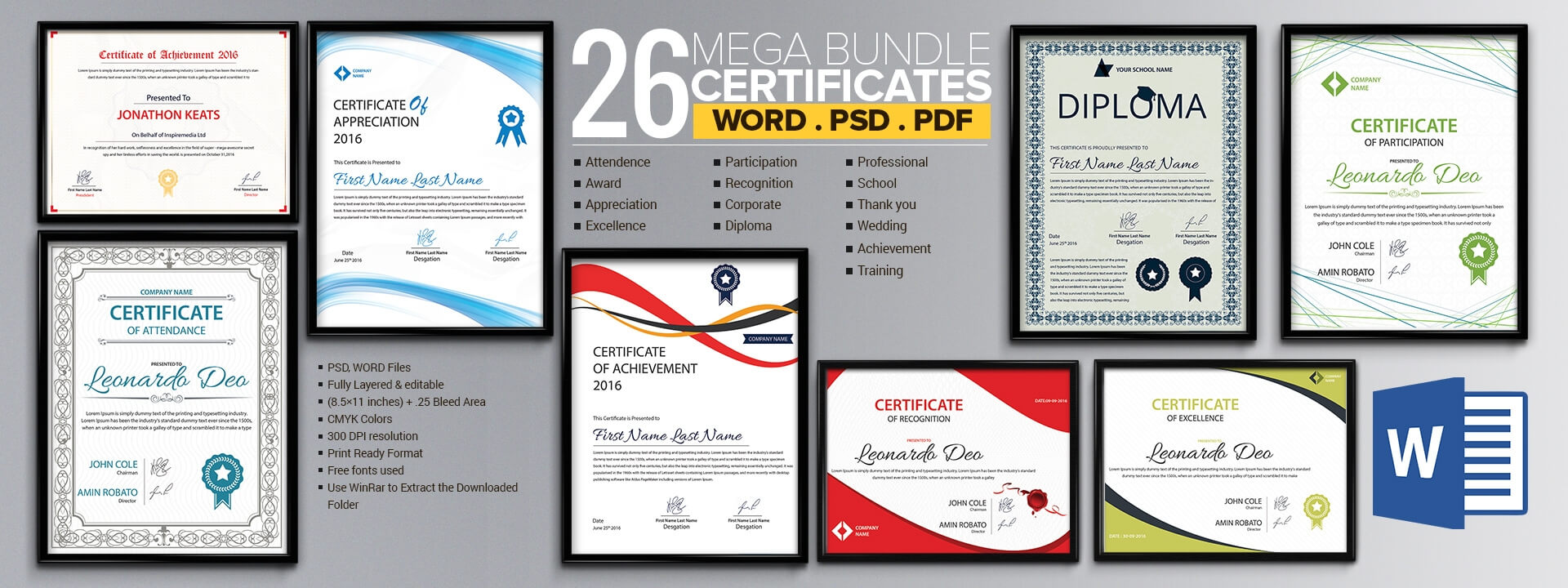 Word Certificate Template – 53+ Free Download Samples Intended For Player Of The Day Certificate Template
