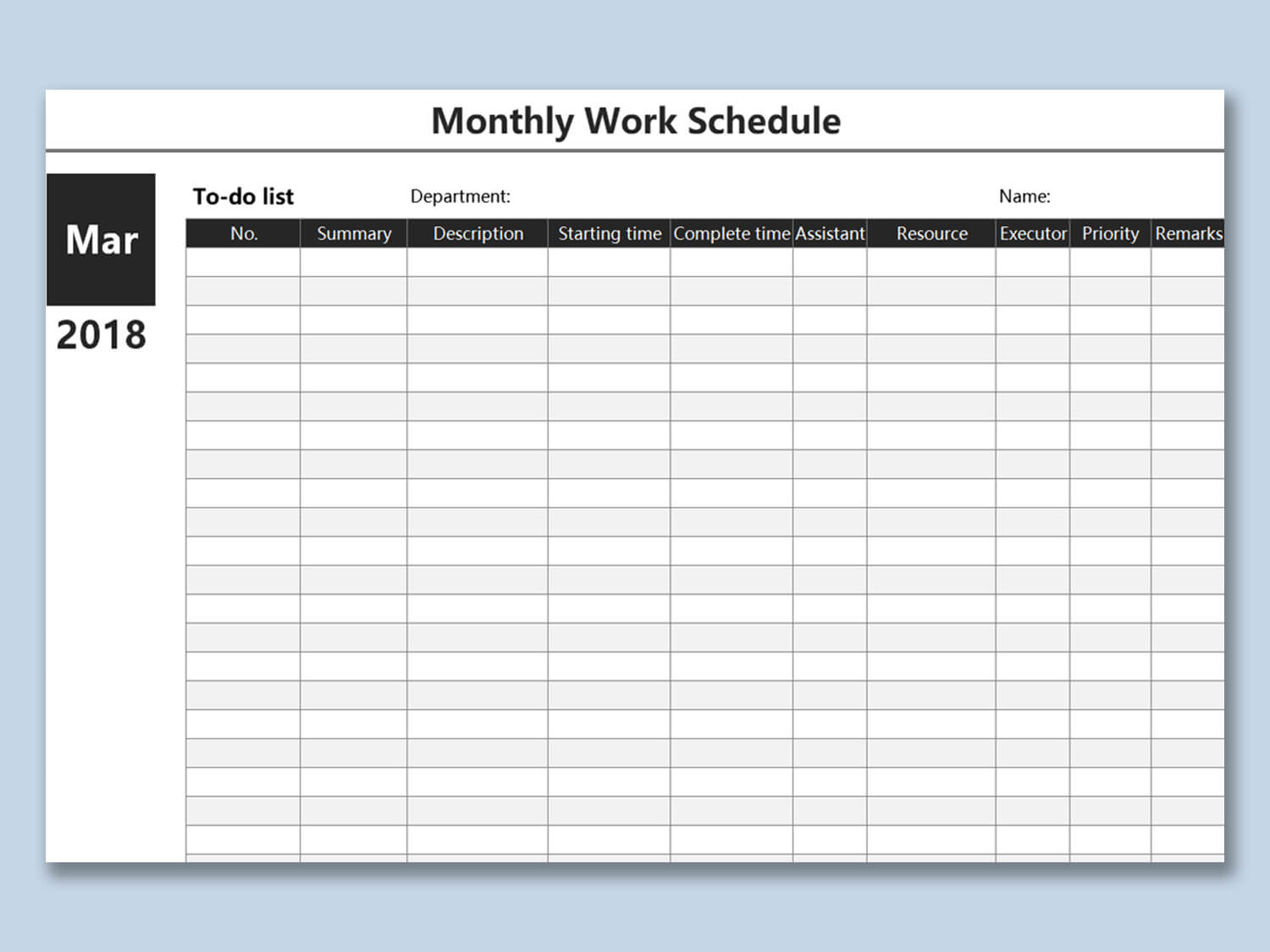 Work Schedule Spreadsheet Plan Template Excel Download Free Pertaining To Blank Monthly Work Schedule Template
