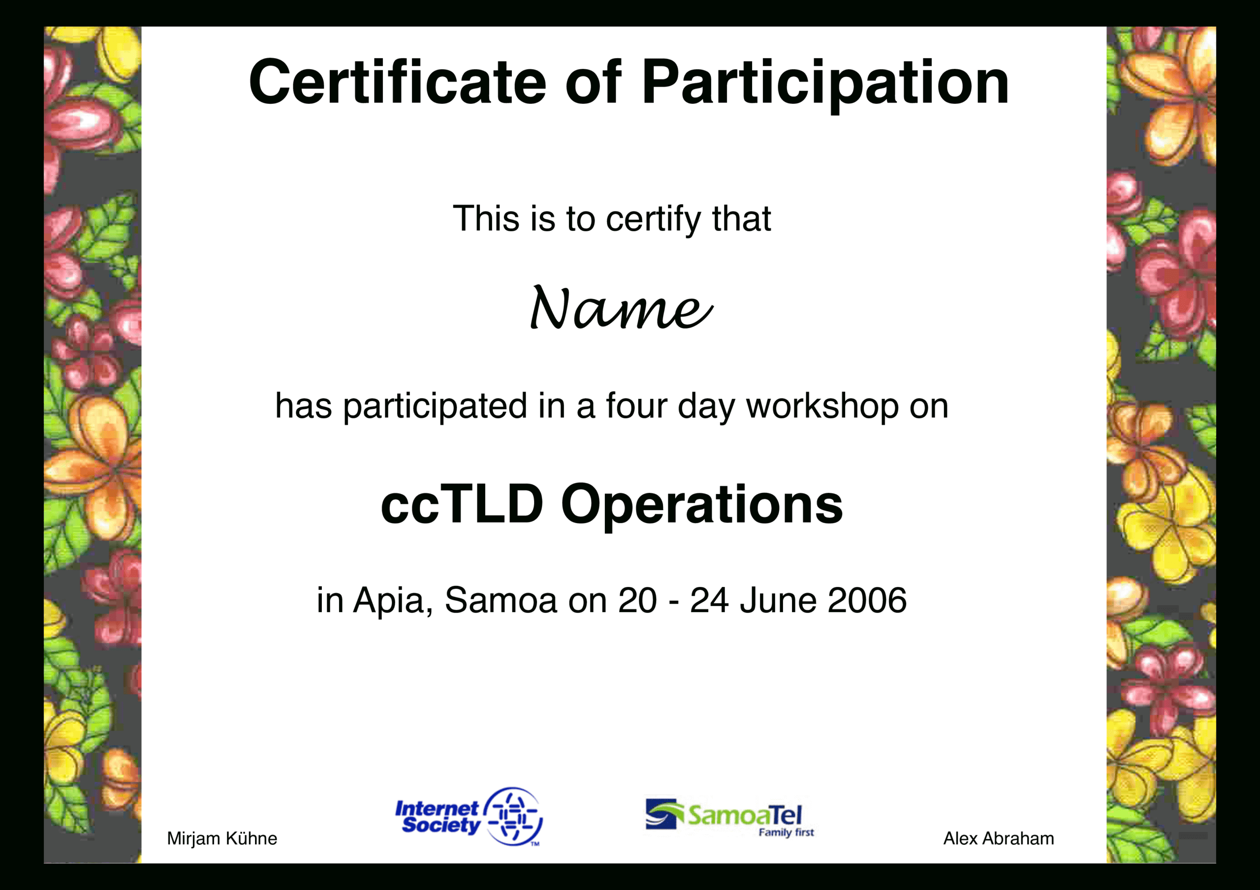 Workshop Participation Certificate | Templates At For Certificate Of Participation In Workshop Template