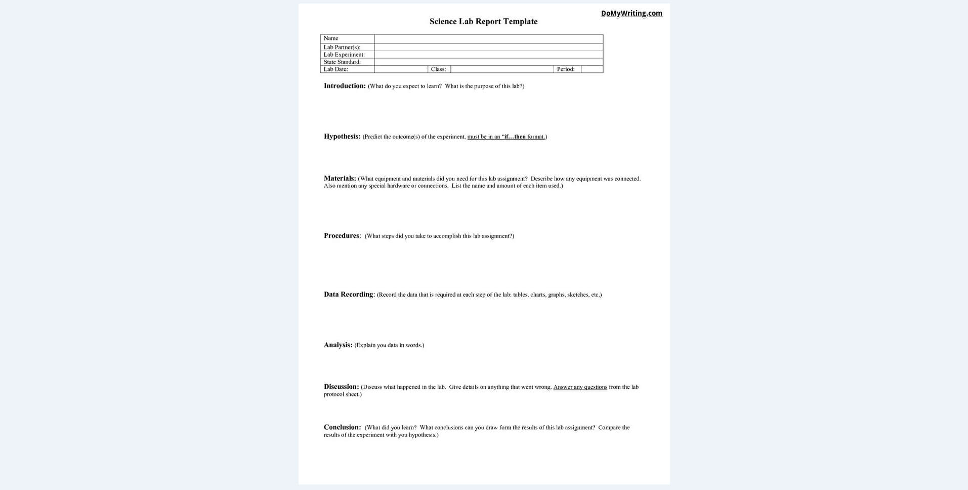 Writing A Lab Report: Everything A Student Should Know To In Lab Report Conclusion Template