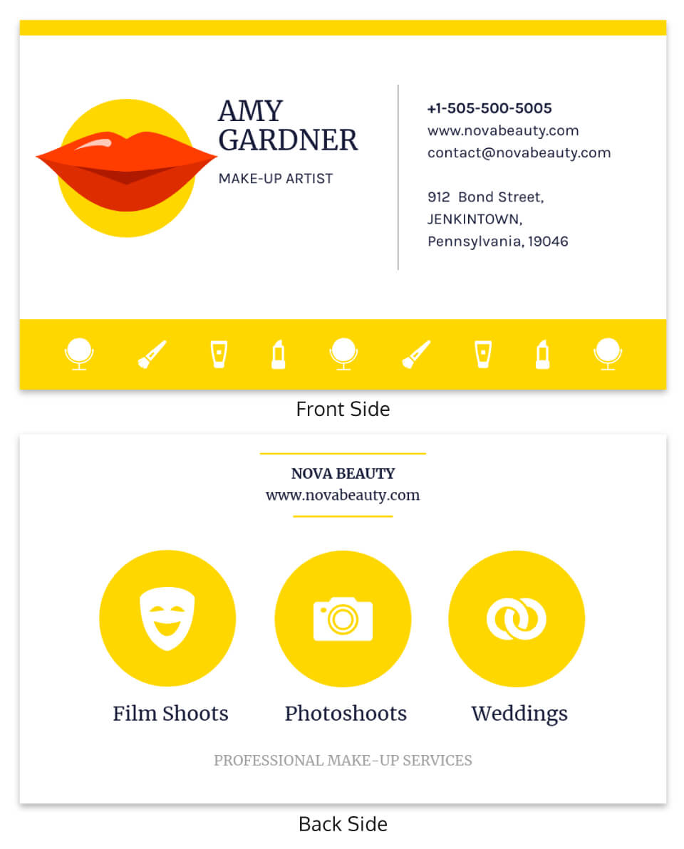 Yellow Makeup Artist Business Card Template Pertaining To Dog Grooming Record Card Template